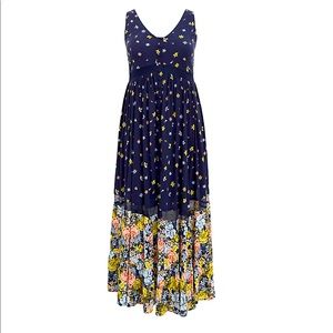 NWT Torrid Navy Mixed Floral Challis Button Maxi
